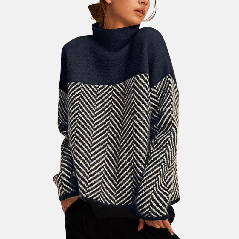 Eva Herringbone Knit Sweater - Cozy, Timeless Wardrobe Essential