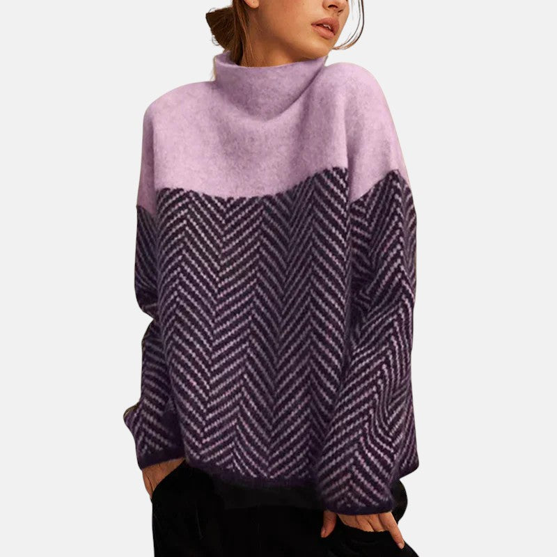 Eva Herringbone Knit Sweater - Cozy, Timeless Wardrobe Essential