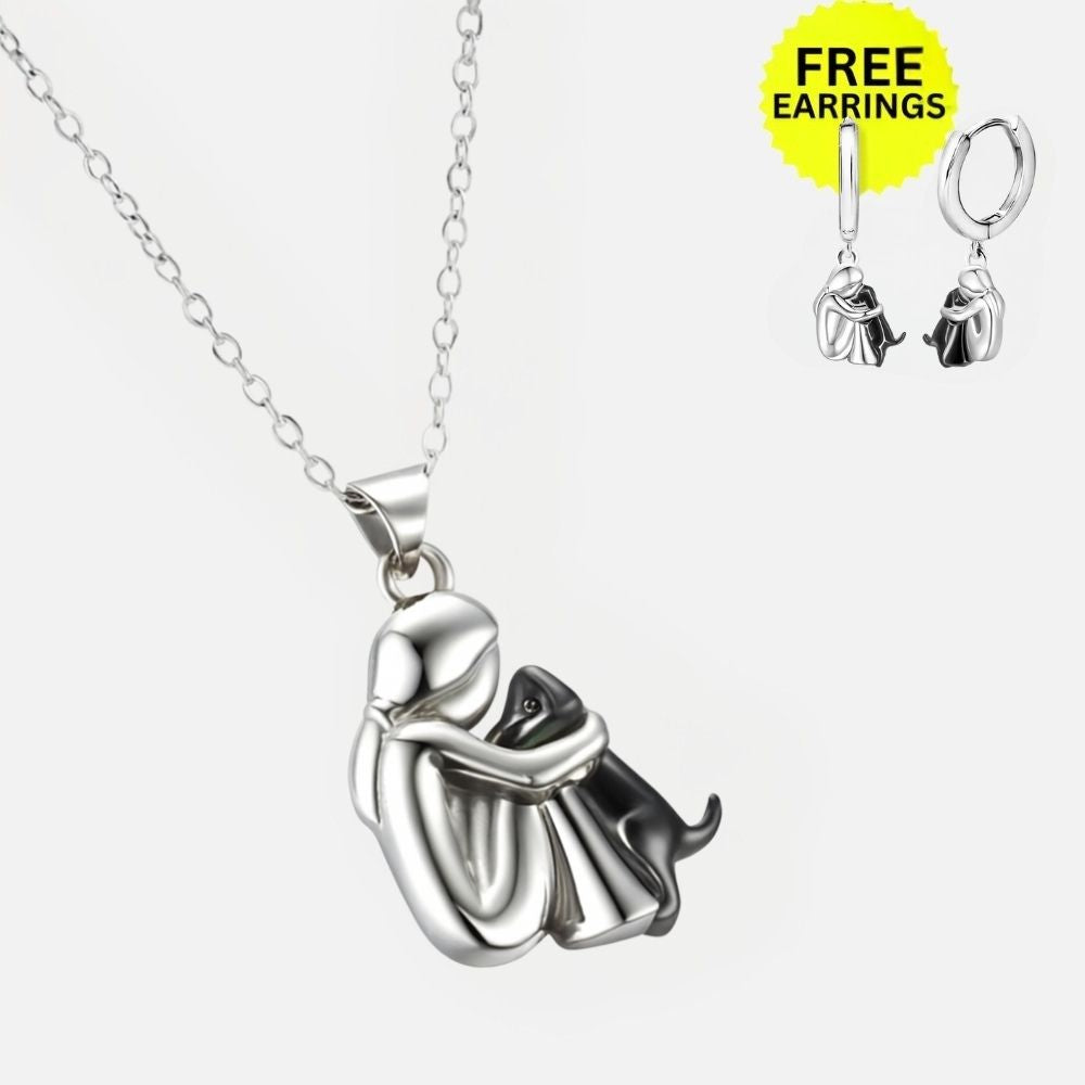Hug Pendant Necklace Set with Free Earrings - Limited-Time Bonus Offer