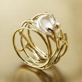 Delicate Gold Ring with Pearl Accents
