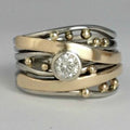 Luxurious Gold and Silver Zirconia Ring with Exquisite Sparkle