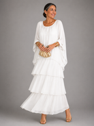 : Lara™ | Elegant Flowing Maxi Dress in White van Paper Favor