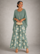 : Lara™ | Elegant Flowing Maxi Dress in Faded Green van Paper Favor