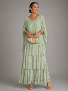 : Lara™ | Elegant Flowing Maxi Dress in Whitish Green van Paper Favor