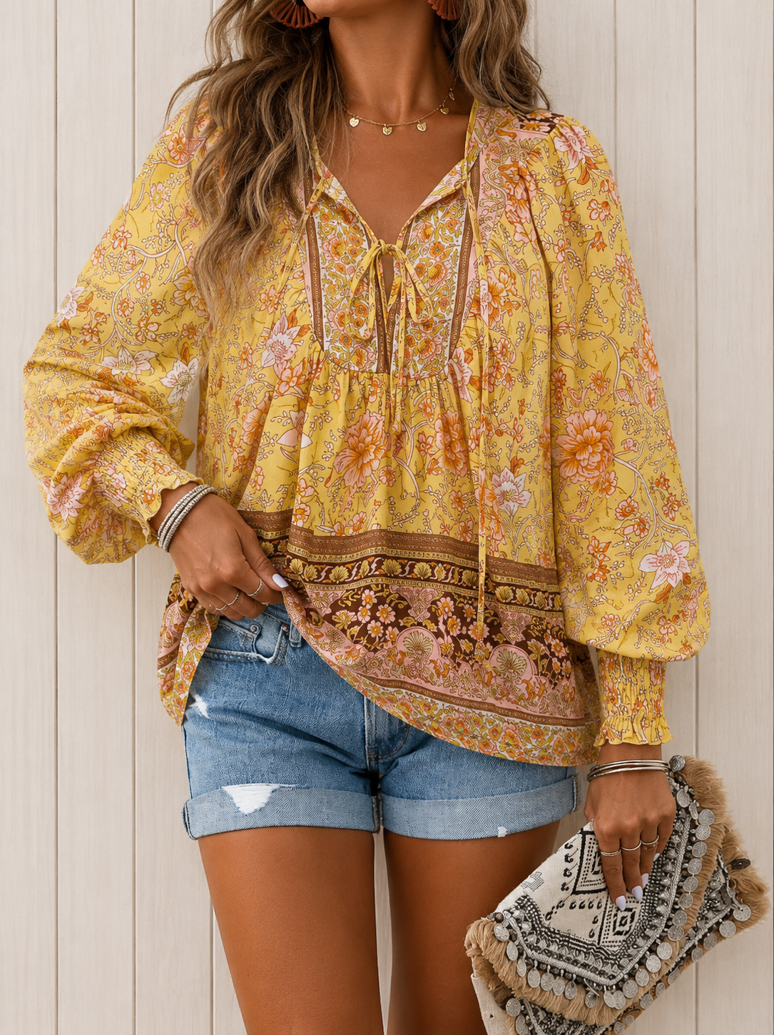 Clothing > Blouses : Audry™ | Elegant Blouse in Yellow van DUUWE
