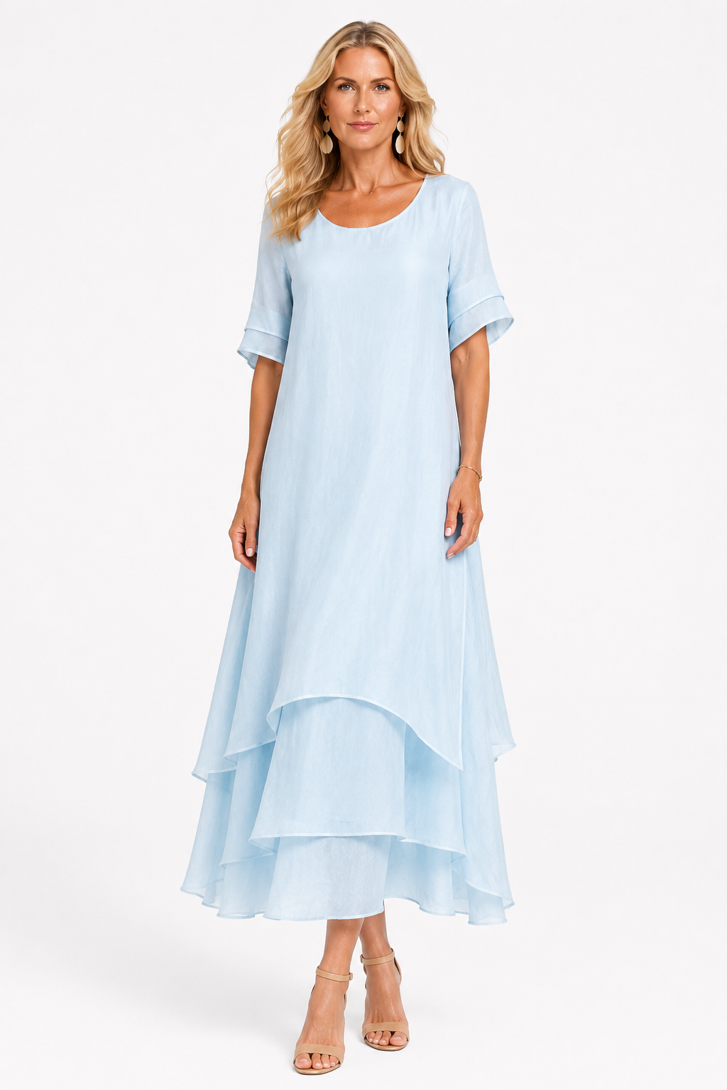 Dress : Women's Timeless Elegant Dress - Flattering Flowing Style in Blue van Paper Favor