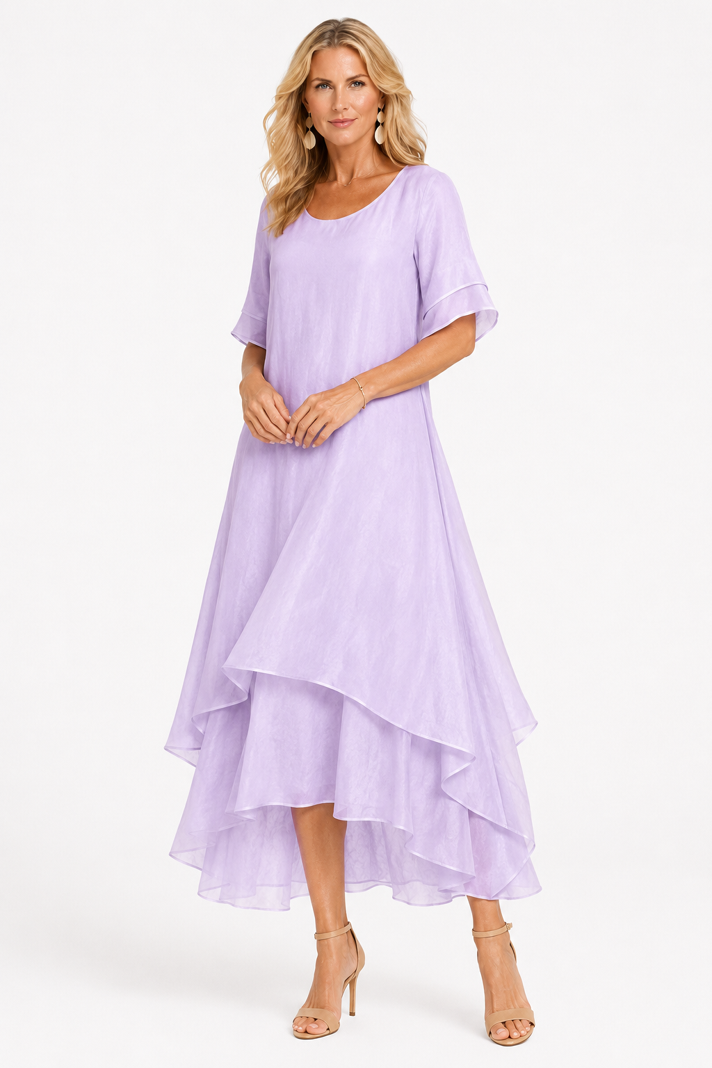 Dress : Women's Timeless Elegant Dress - Flattering Flowing Style in Purple van Paper Favor