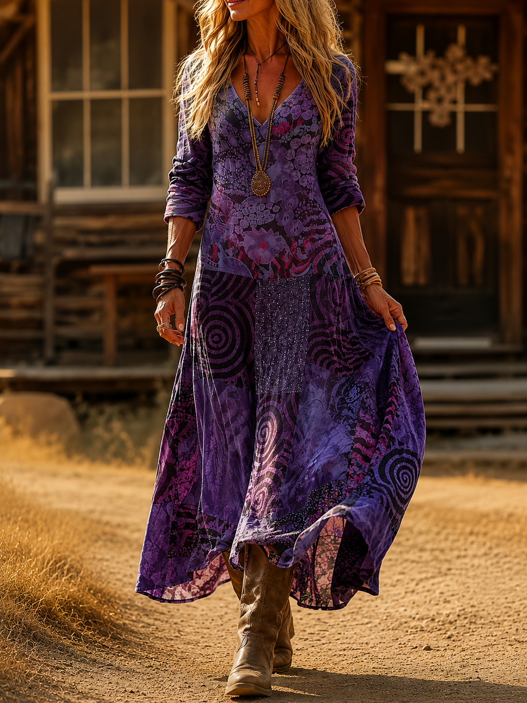 : Caelina | Vintage Bohemian Autumn Dress in van Paper Favor