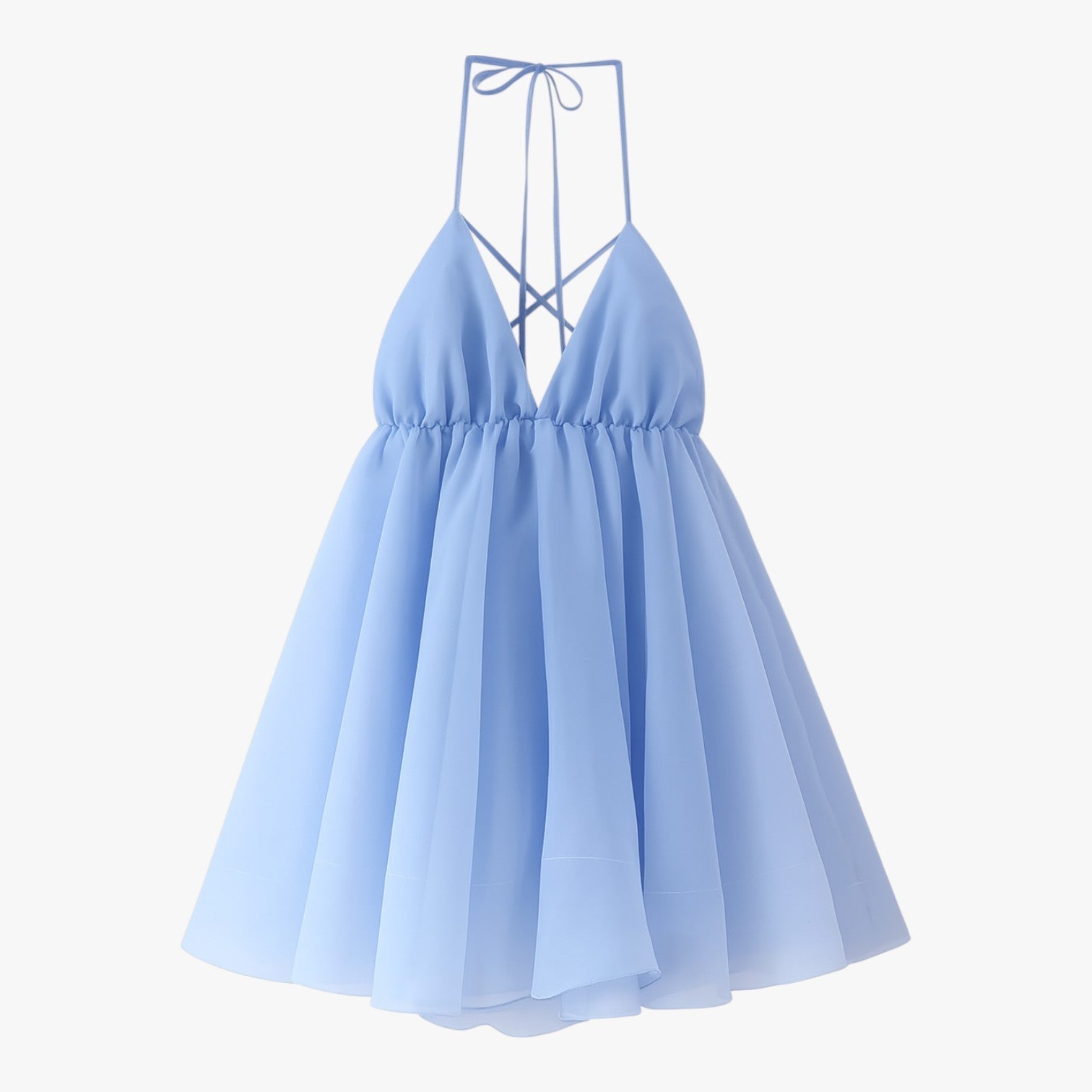 Women's Summer dress with an open back and elegant pleated trim