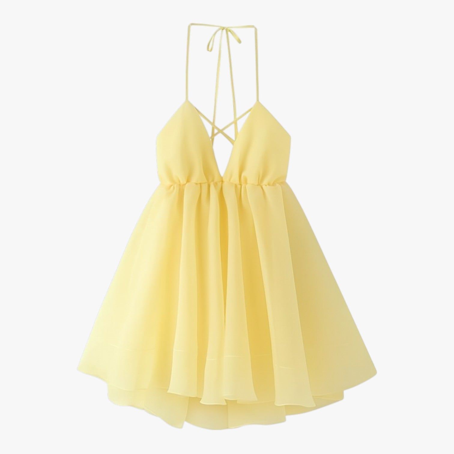 Women's Summer dress with an open back and elegant pleated trim