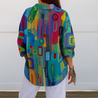 Blouse : Catalina | Vibrant Artistic Button-Up Blouse in van DUUWE