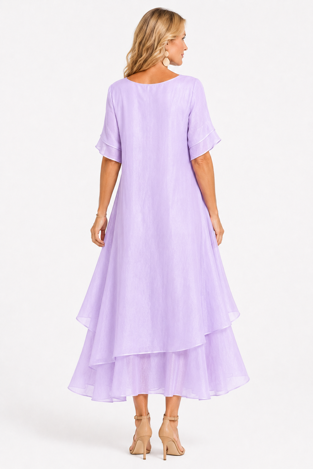 Dress : Women's Timeless Elegant Dress - Flattering Flowing Style in van Paper Favor
