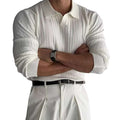 Men's Logroño - Long-Sleeve Polo with V-Neck - Elegant and