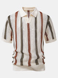 Men's Striped V-Neck Polo Shirt