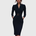 Women's Elegant Waist Midi Dress for a Graceful Silhouette