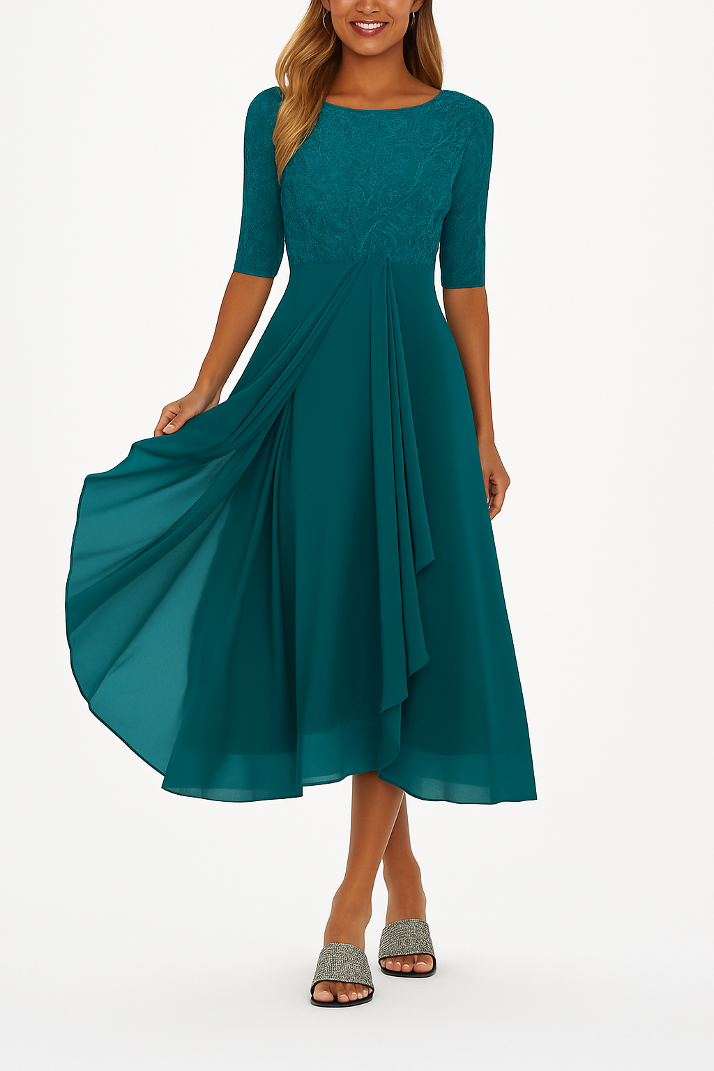 Elegant lace chiffon dress for women | Marielle 5