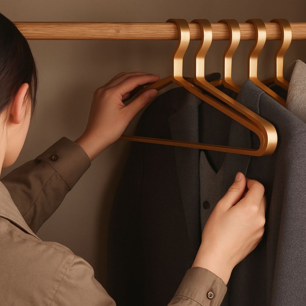 Clothes Hanger : Men's Hangers in Aluminum - Slim, Non-slip, Space-saving in van Paper Favor