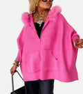 Women's Cozy Hooded Coat with Plush Fur Collar