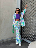 Women's Vivid Swirl Print Two-Piece Set