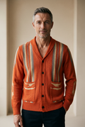 men Gebreide Adrian Vintage Jacquard Lapel Knit Cardigan Timeless Style, Cozy Comfort Vintage