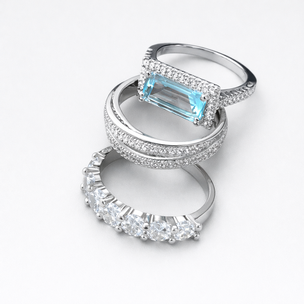 Exquisite Vintage Silver Turquoise Glass Ring Se