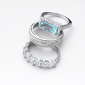 Exquisite Vintage Silver Turquoise Glass Ring Se