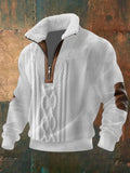 Men's Zip-Up Sweater with a Plush High Fur-Trim Collar