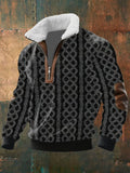 Men's Stylish Zip-Up Sweater with Plush Fur-Trimmed High Collar