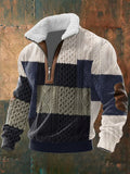 Men's Matt Zip-Up Sweater with a Luxurious High Fur-Trim Collar