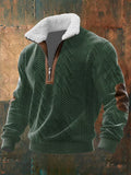 Men's Zip-Up Sweater with a Plush High Fur-Trimmed Collar