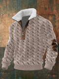 Men's Cozy Zip-Up Knit Sweater with a High Fur-Trimmed Collar