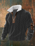 Men's Zip-Up Knit Sweater with a Luxurious Fur-Trimmed Collar