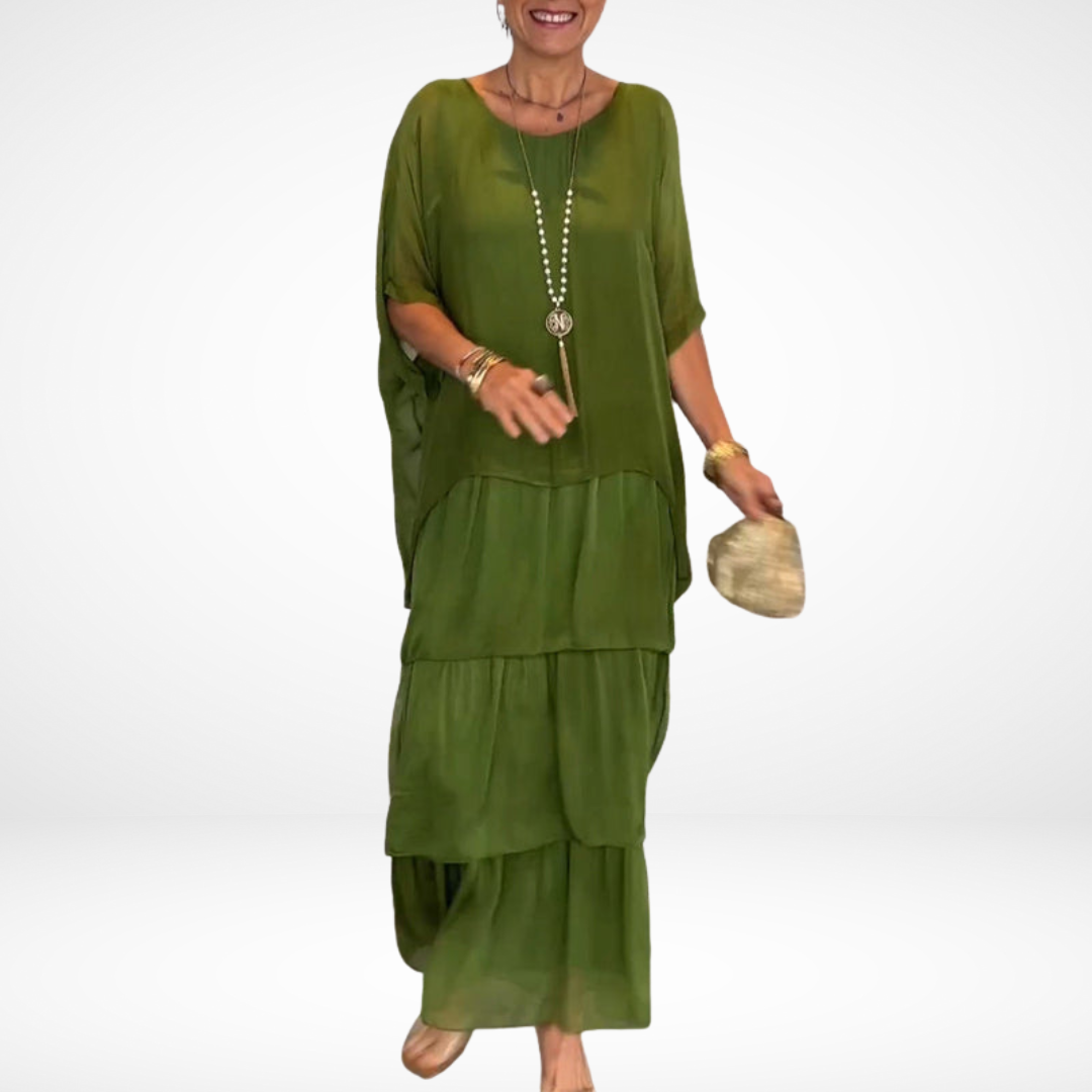 Women's Artistic Flow Maxi Dress - Loose-Fit