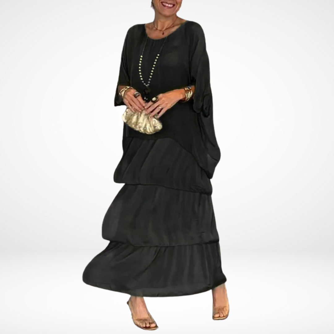 Women's Artistic Flow Maxi Dress - Loose-Fit