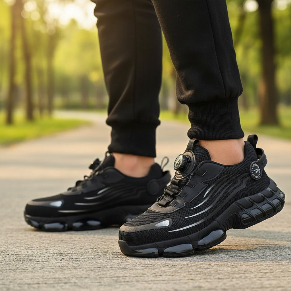 Shoes : Safety Work Shoes for Long Days - Breathable, Wide Toe, Anti-Slip in Black van Cozey Maison