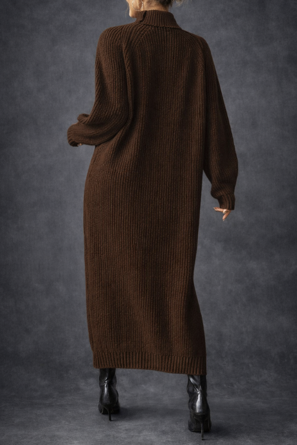 Dresses : Olive | High Neck Textured Elegant Dress in van Paper Favor