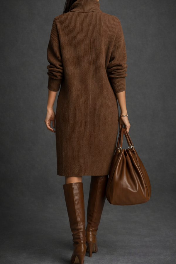 Dresses : Sienna | Mid-Length Sweater Dress in van Paper Favor