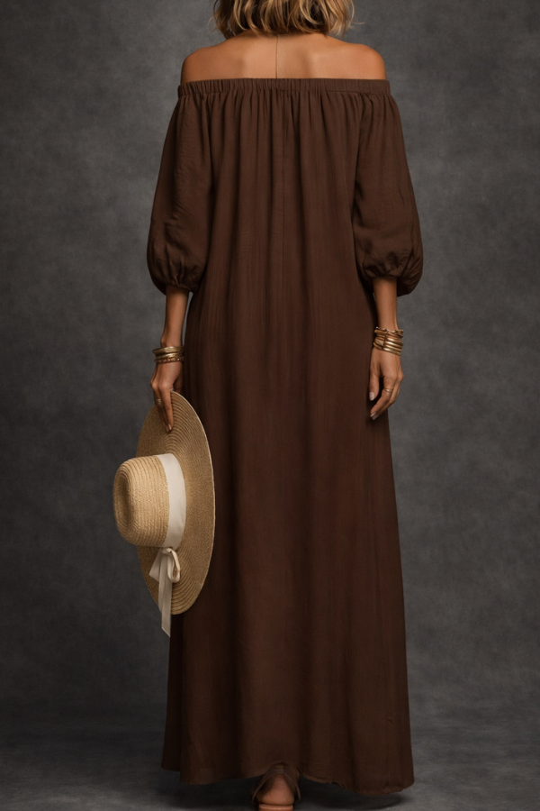 Dresses : Willow | Off-Shoulder Long Dress in van Paper Favor