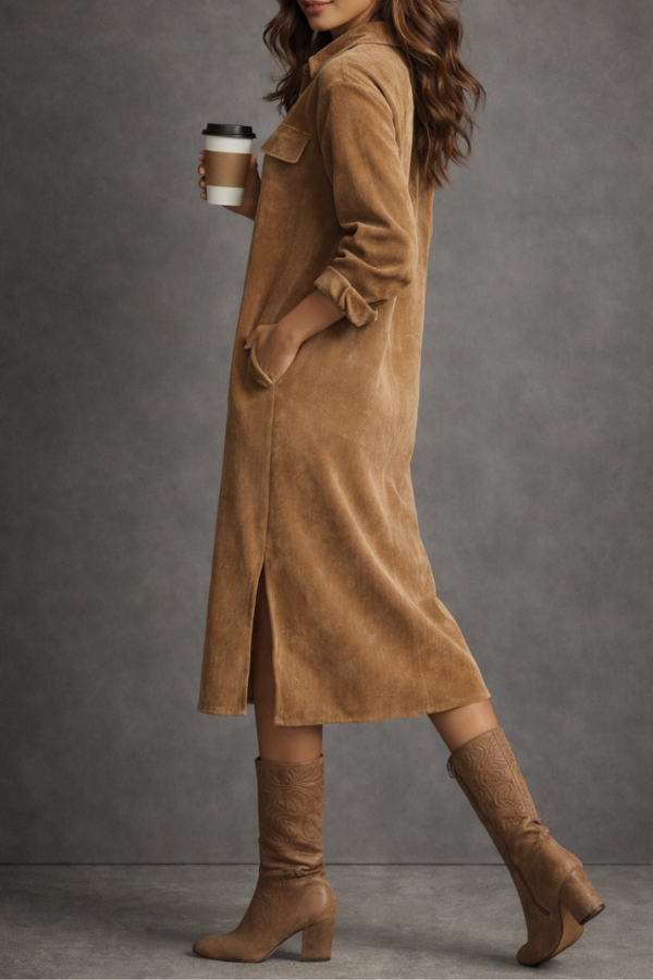 Dresses : Sophie | Long-sleeve Shirt Dres in van Paper Favor