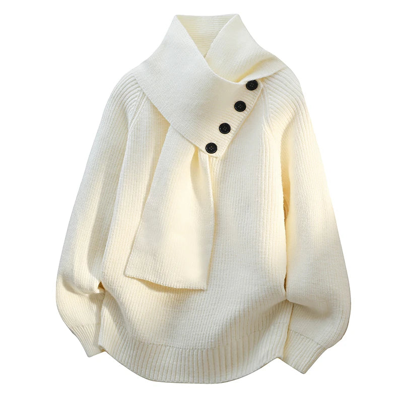Arielle Cozy Scarf-Neck Knit Sweater