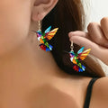 Vibrant Acrylic Hummingbird Dangle Earrings – Bright 2D Bird Design