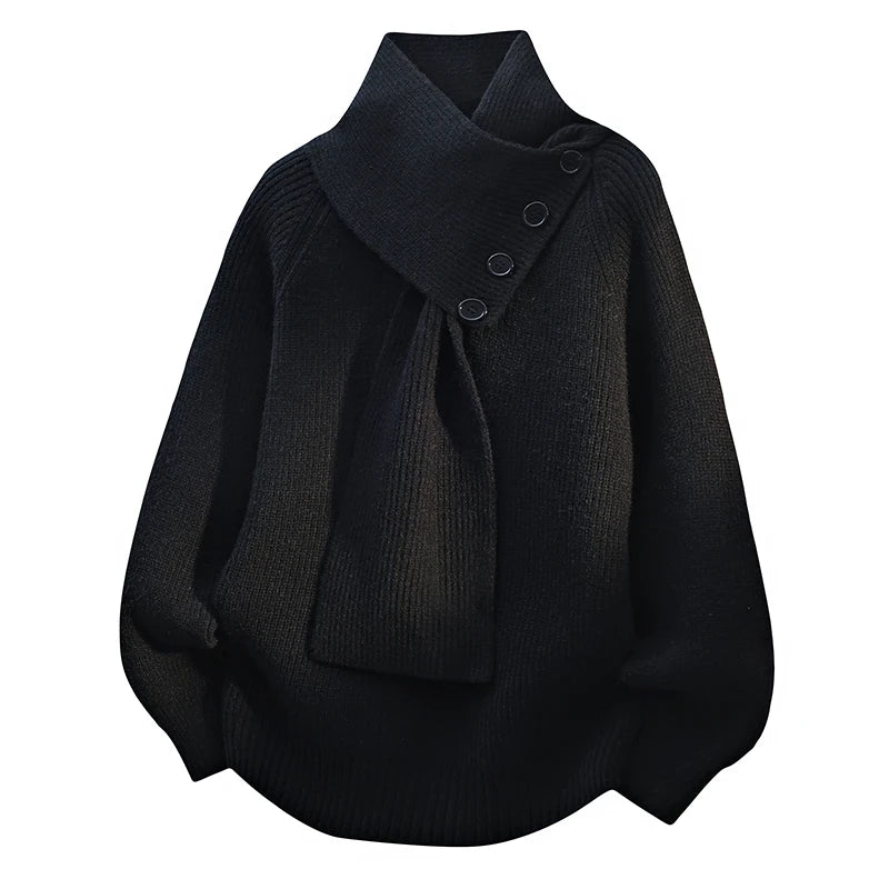 Arielle Cozy Scarf-Neck Knit Sweater