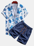 Men's Print Button-Up Shirt & Swim Shorts Set