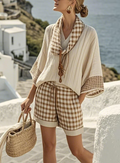 Women's Gingham Lounge Set — Effortless Coastal Comfort for Relaxed