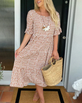 Women's Zora Sable Short-Sleeve Midi Dress - Effortless Chic for