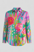 Women's Shirt Blouse with a Unique Colorful Print