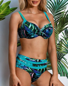 Emma | Stylischer High-Waist-Bikini mit schickem Blättermuster - Roborro