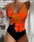 Women's Elegant One-Piece Swimsuit with Floral Pattern
