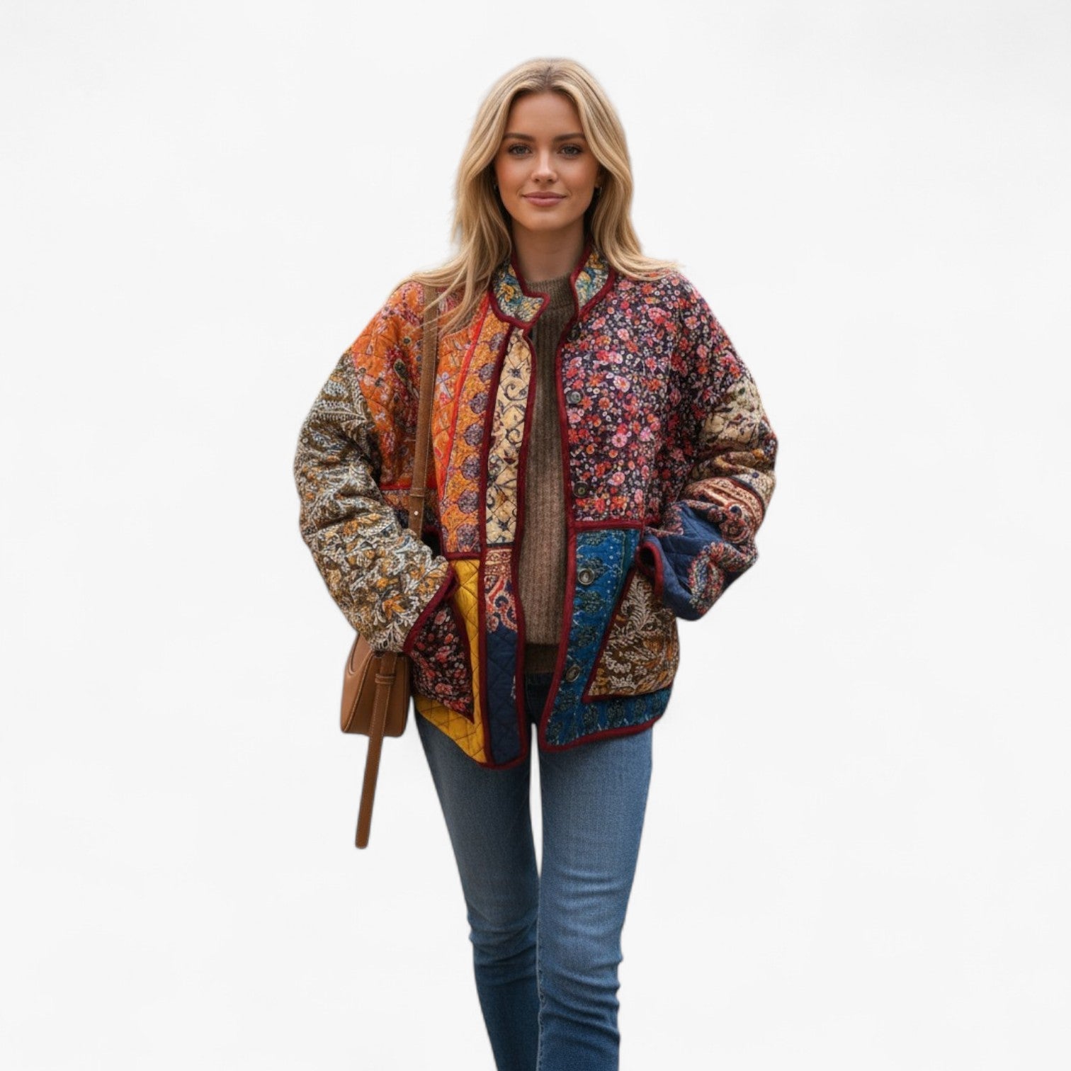 Women's Winter Jacket with Floral Design
