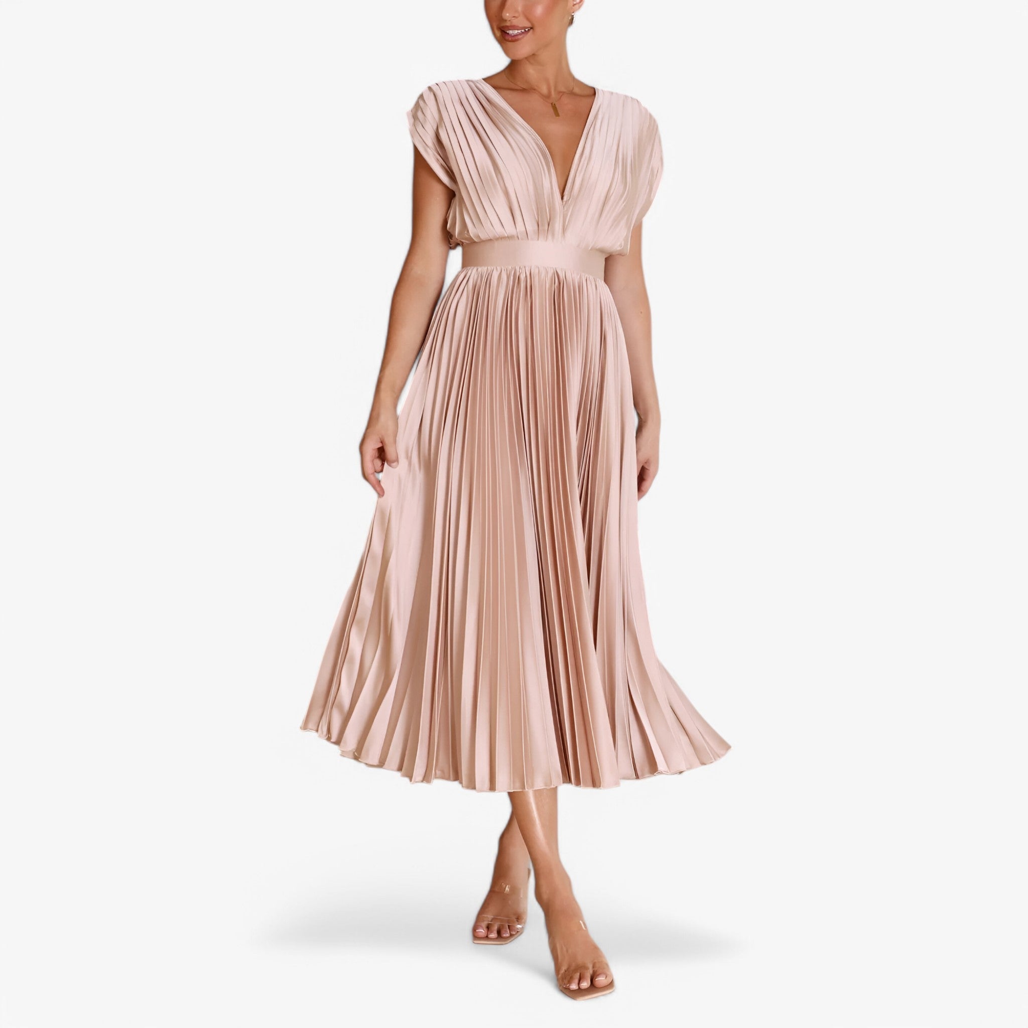 Women's Maxi pleated dress - Elegant and comfortable